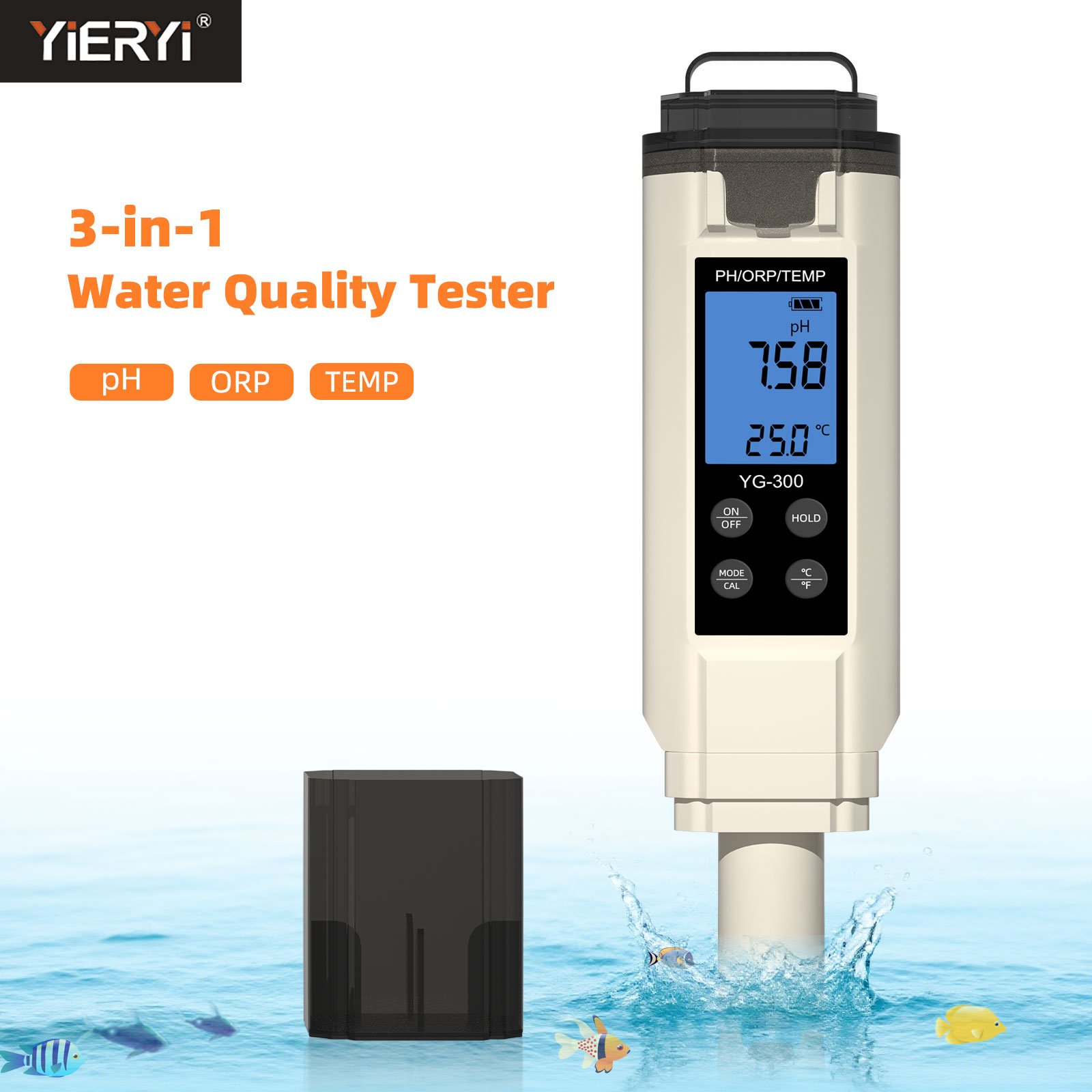 Ph Meter Digital Water Tester - Yieryi Dijital 3'ü 1 Arada PH/ORP/Sıcaklık