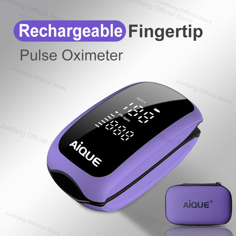 Pulse Oximeter Fingertip Rechargeable - AiQUE Mor Şarj Edilebilir Oksimetre Tıbbi
