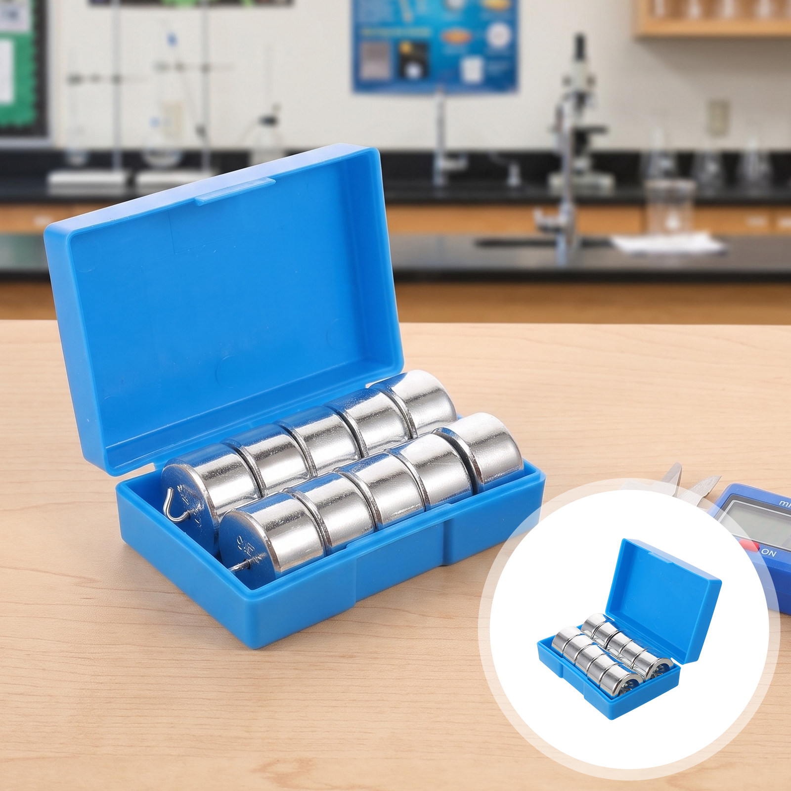 Lab Equipment - 10 Adet Kancalı Ağırlık Metal Yarıklı