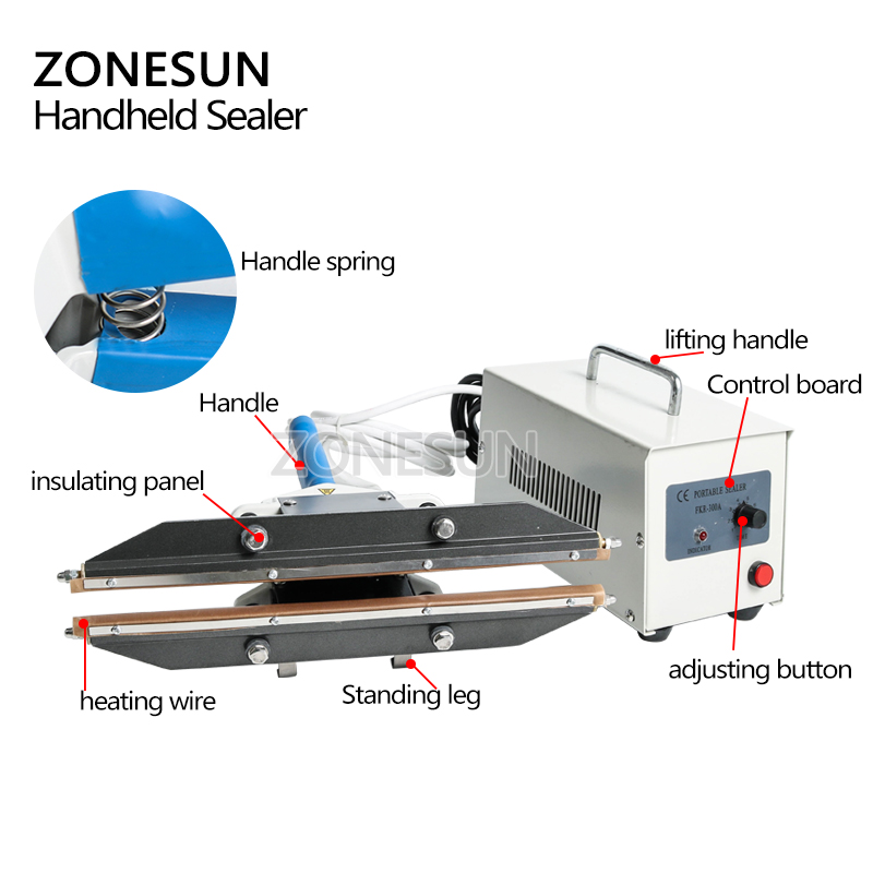 Plastic Bag Impulse Heat Sealer - ZONESUN 400mm Doğrudan Isıtmalı Pense Tipi