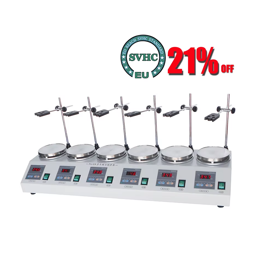 Lab Magnetic Stirrer Hot Plate - 220V, 6 başlı, manyetik ısıtmalı karıştırıcı,