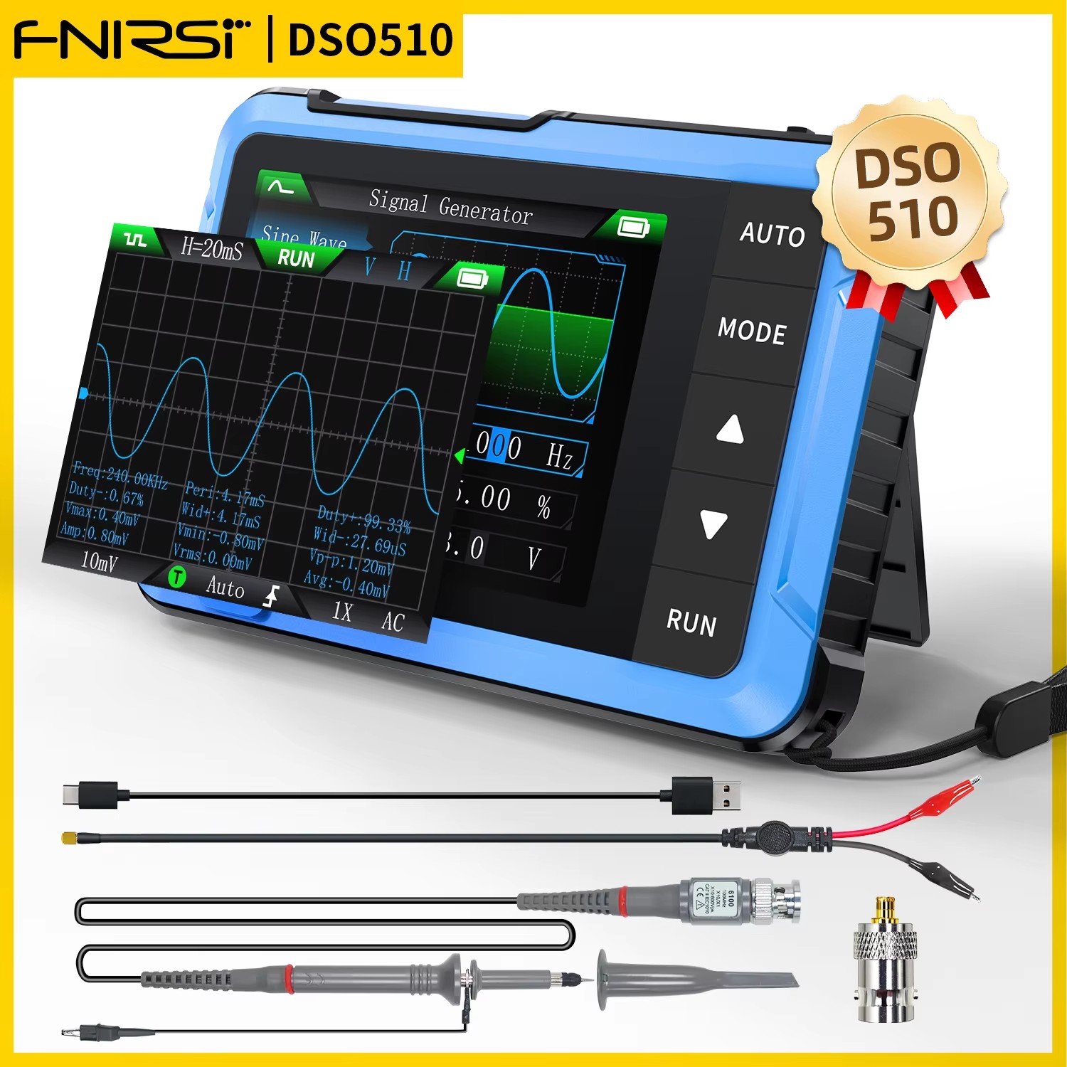FNIRSI DSO510 10MHz Mini El Ti - Fnirsi Digital Oscilloscope Handheld incelemesi ve fiyatı