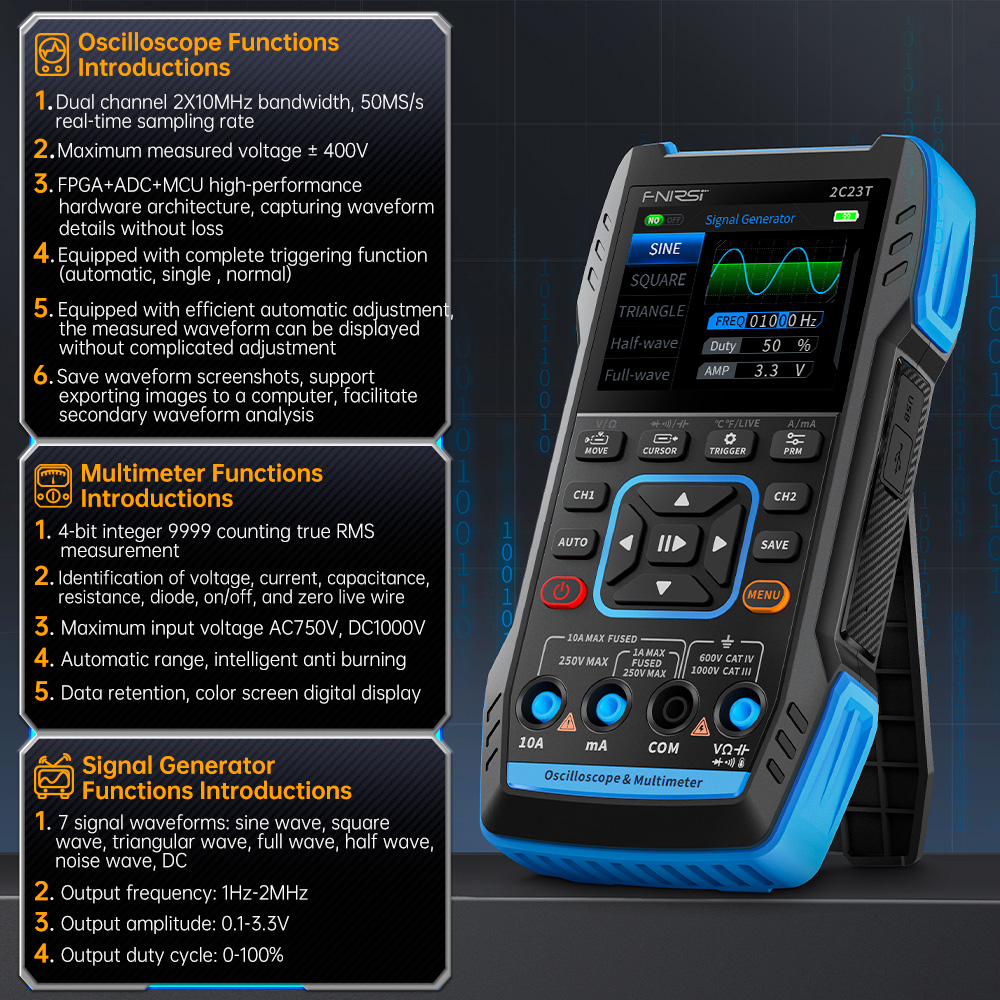 2C23T 3'ü 1 arada Dijital Osil - Fnirsi Digital Oscilloscope Handheld incelemesi ve fiyatı